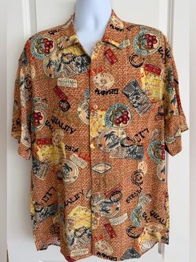 Jams World Men’s Hawaiian Aloha Short Sleeve Shirt, L, “Cherry Tooth Paste”